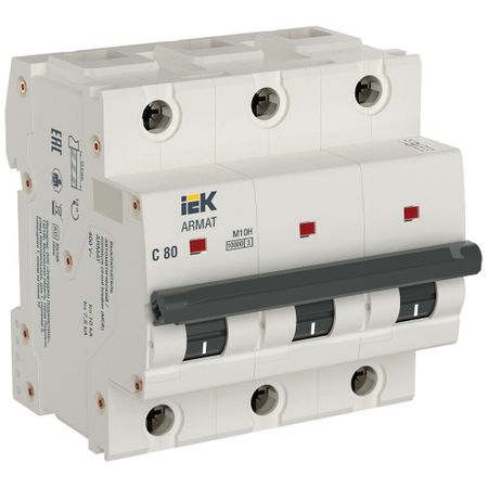 Автоматический выключатель модульный IEK Armat M10H 3P 80А тип C 10 кА 400 В (AR-M10H-3-C080)