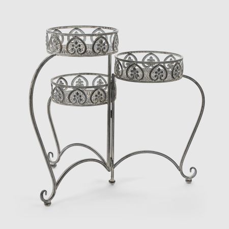 Подставка для цветов Anxi jiacheng металлическая для 3 цветков серая 43x43x51 см