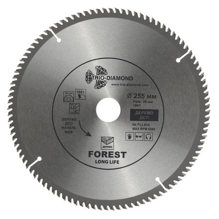 Диск пильный по дереву Trio-Diamond 255х30х2 мм 100 зубьев (FLL834)