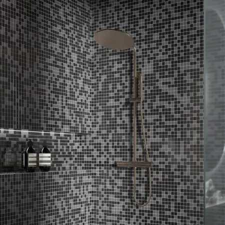 Мозаика стеклянная KREAFORTA черно-серая 327x327x4 мм