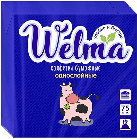 Салфетки бумажные WELMA MIX 1 сл 75 шт