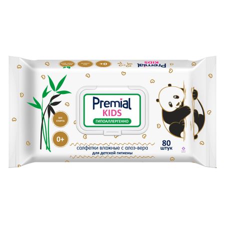 Салфетки влажные Premial Детские с алоэ 80 шт
