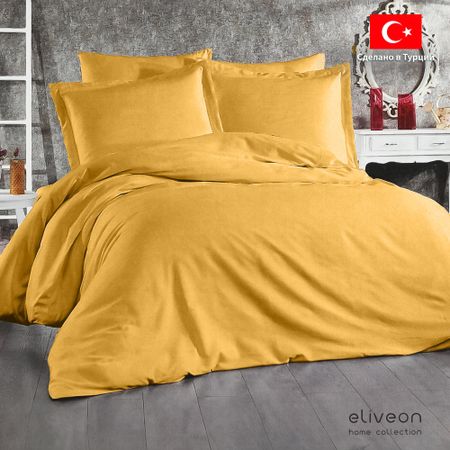 Комплект постельного белья Eliveon Евро linen хлопок/лен желтый комплект постельного белья siberia динозавр желтый подростковый