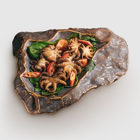 Тарелка Велес Танцующий лес камень змеевик 22х18 см