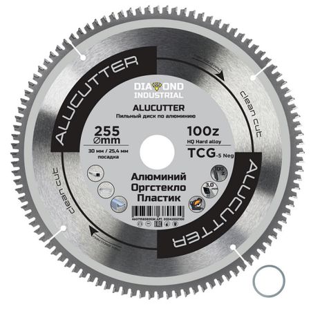 Диск пильный по пластику Diamond Industrial AluCutter 255х30х3,1 мм 100 зубьев (DIDA255Z100)