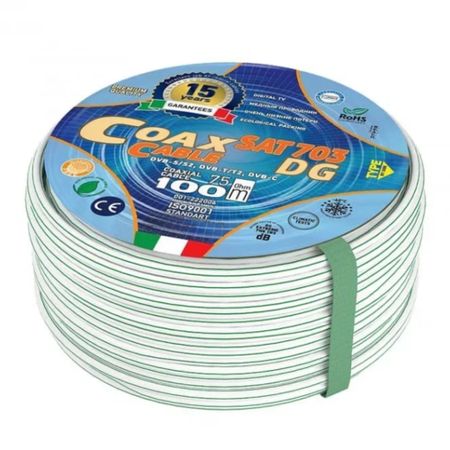 Кабель коаксиальный телевизионный SAT-703 Dg 1х6,8 мм экранированный AVS Electronics белый (100 м)