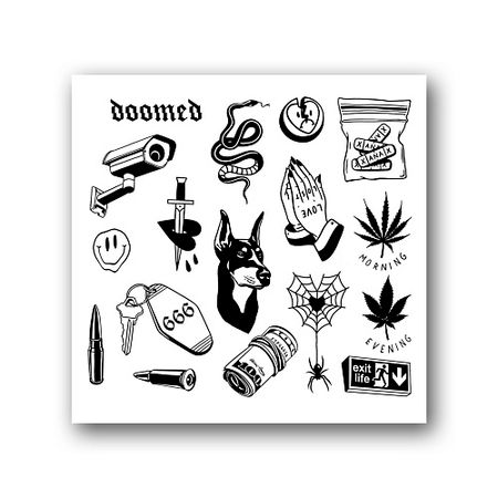 Тату TATTS Переводная тату Stuff 10*10см din рейка dori 10см