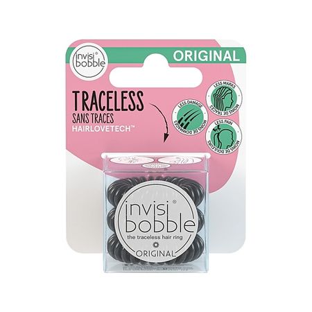 Набор резинок для волос INVISIBOBBLE Резинка-браслет для волос ORIGINAL True Black (с подвесом)