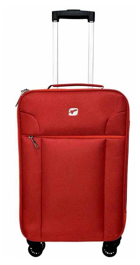 Чемодан мягкий Airport Glam красный 8 колес, р S