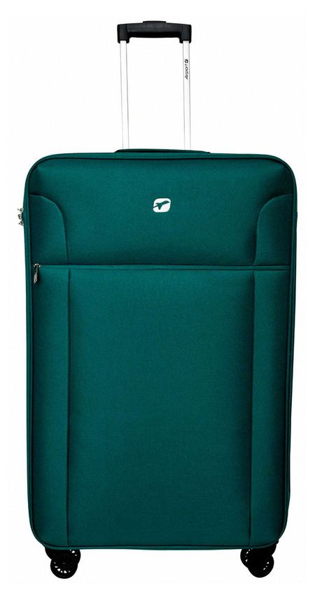 Чемодан мягкий Airport Glam зеленый 8 колес, р M