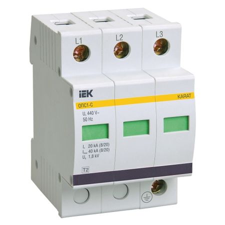 Ограничитель напряжения IEK Karat УЗИП ОПС1-C 400 В 3P (MOP20-3-C)