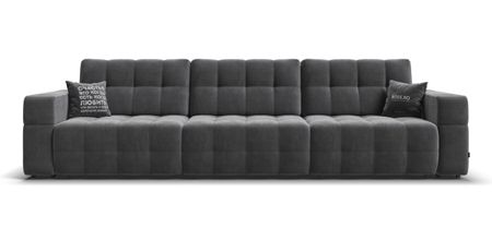 Диван BOSS.XO MAX велюр Monolit серый / WOOD Rock