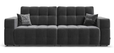 Диван BOSS.XO велюр Monolit серый / WOOD Rock