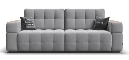 Диван BOSS.XO велюр Monolit сталь / WOOD Smok