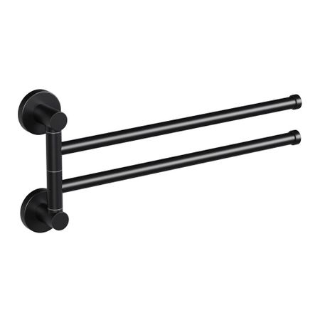 Полотенцедержатель Haiba HB8712 375 мм двойной поворотный на шуруп металл черный (550609) полотенцедержатель двойной поворотный fora lord