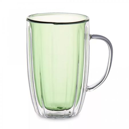 Кружка с двойными стенками Decor de table Cafe de Paris 350 мл, стекло, светло-зеленая