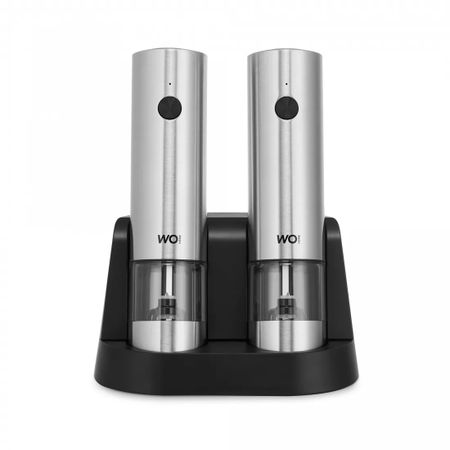 Набор мельниц WO Home Santana электрических для соли и перца на подставке 22 см, 2шт, подсветка