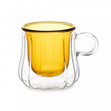 Чашка чайная с двойными стенками Decor de table Cafe de Paris 250 мл, стекло, желтая