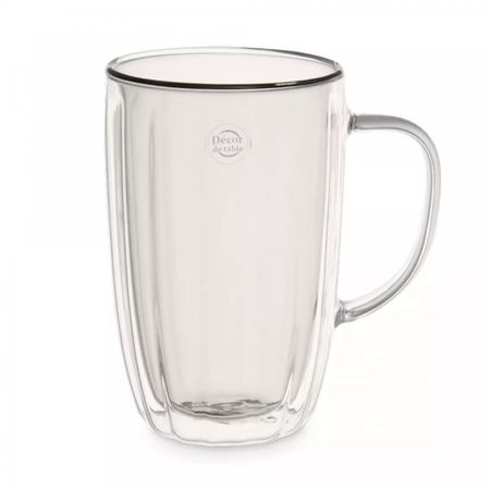 Кружка с двойными стенками Decor de table Cafe de Paris 350 мл, стекло, серая