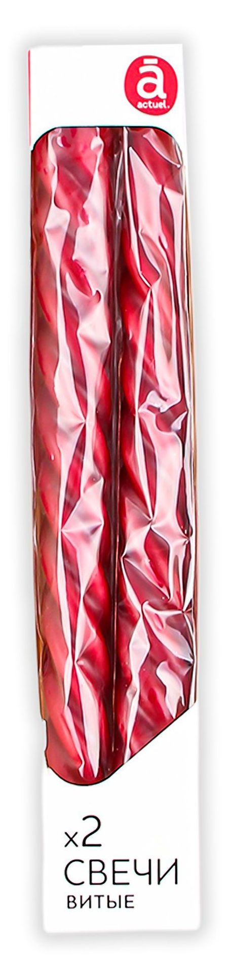 Свечи витые Actuel красные, 2 шт