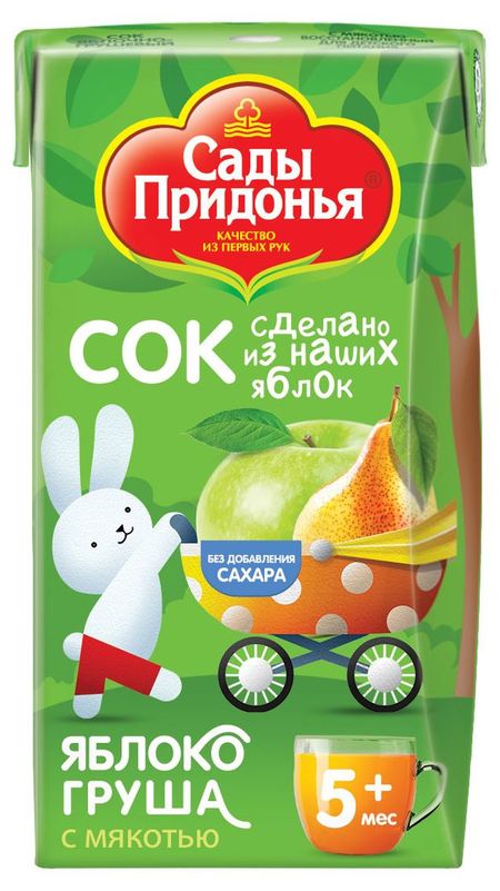 Сок Сады Придонья Яблоко груша с мякотью с 5 месяцев, 125 мл