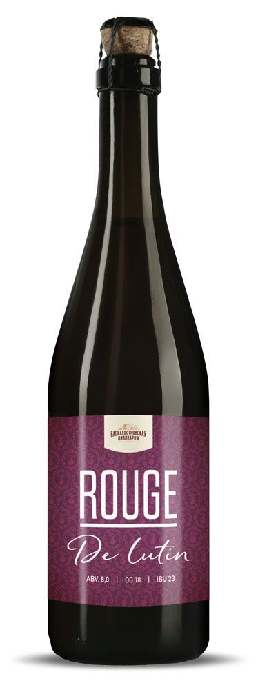 Пиво Василеостровская пивоварня Rouge de Lutin Крепкий вишневый Эль темное нефильтрованное 8%, 750 мл