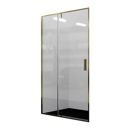 Душевая дверь WasserKraft Aisch стекло прозрачное 90х200 см профиль золото 6 мм распашная (55P04)