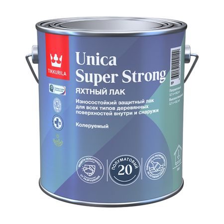 Лак алкидно-уретановый яхтный Tikkurila/Tikkivala Unica Super Strong основа EP бесцветный 2,7 л полуматовый