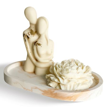 Свеча ароматическая СВЕЧИ В ДОМ Влюбленные белые с розой конические свечи красные белые 10 штук