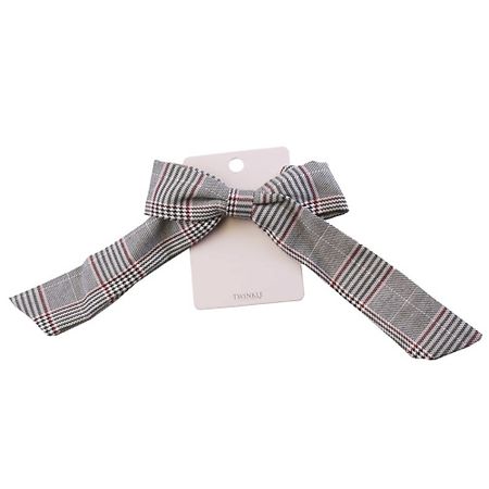Резинка для волос TWINKLE Резинка для волос с бантом Gray Checker