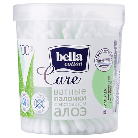 Салфетки для тела BELLA Ватные палочки cotton care алоэ