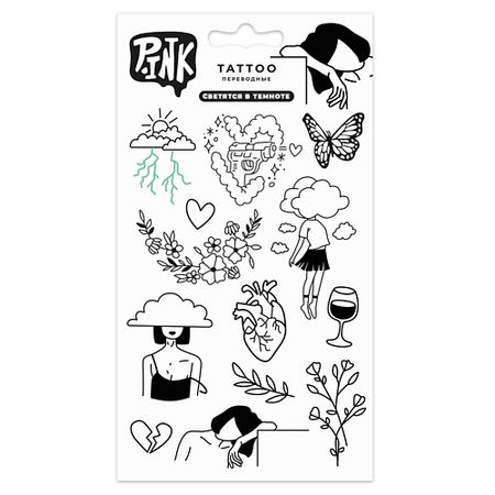 Тату P.INK Светящиеся наклейки-тату переводные 110*200 Милые рисунки светящиеся открытки sjmandun 30 шт