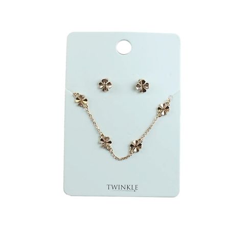 Набор бижутерии TWINKLE Набор серьги + браслет Clover Gold plain studio серьги plain tear earrings gold