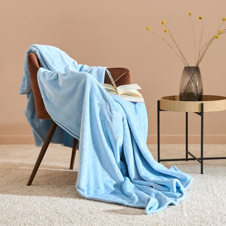 Плед Сверхмягкий/Supersoft, голубой необработанный голубой флюорит