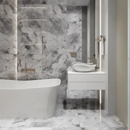 Глазурованный керамогранит Arcadia Ceramica Onyx Invisible Grey 60x120 см 1.44 м² глянцевый цвет серый установочных болтов grey eteri din916 m2 m12