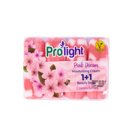 Мыло туалетное с увлажняющим кремом PROLIGHT 1+1 Розовая мечта, 4Х80 гр.