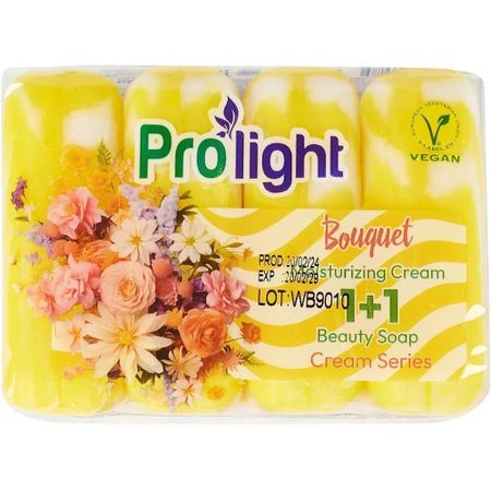 Мыло туалетное с увлажняющим кремом PROLIGHT 1+1 Букет, 4Х80 гр.