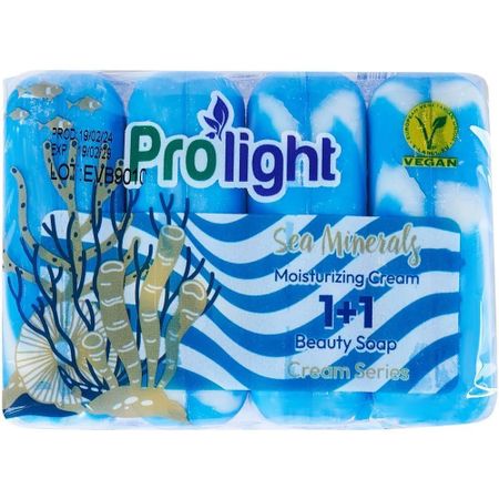 Мыло туалетное с увлажняющим кремом PROLIGHT 1+1 Морские минералы, 4Х80 гр.