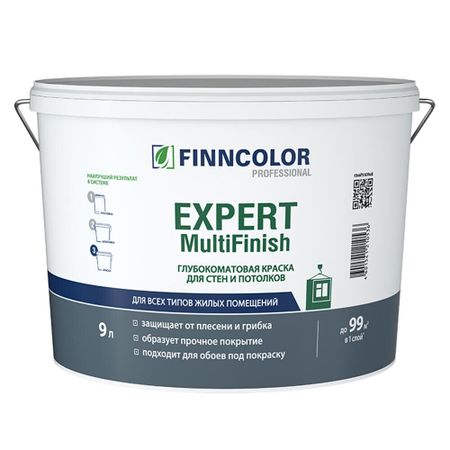 Краска влагостойкая Finncolor Expert MultiFinish база VVA глубокоматовая белая 9 л каролина гезий beer expert пиво идеальный путеводитель по сортам видам рецептам