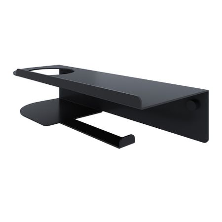 Держатель для туалетной бумаги Ulitka Unit с полкой с держателем освежителя воздуха металл черный (74104470)