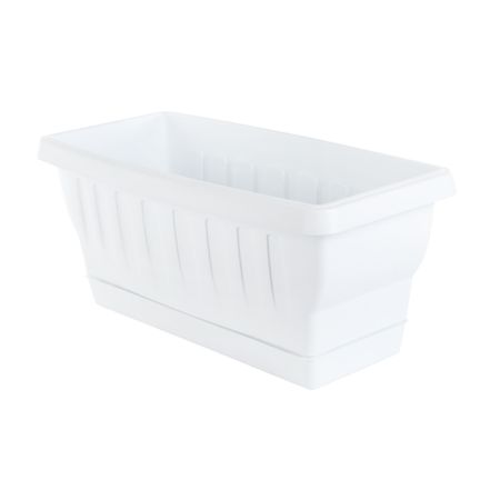 Ящик для цветов с поддоном Bama flower natura белый 50см