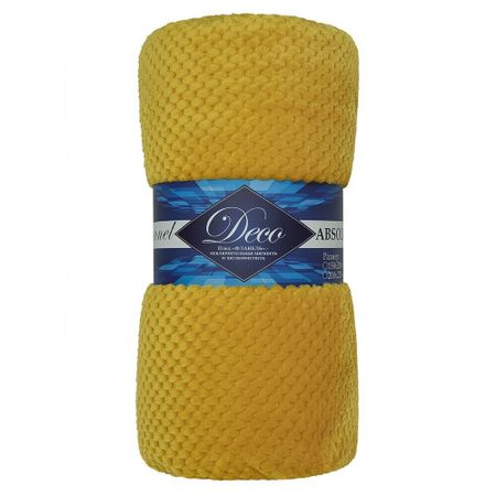 Плед 150х200 см TexRepublic Жаккард микрофибра охра