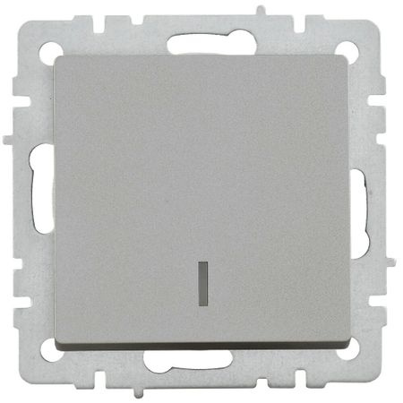 Выключатель IEK Brite ВС10-1-1-БрС одноклавишный встраиваемый сталь с подсветкой (BR-V10-1-10-K46)