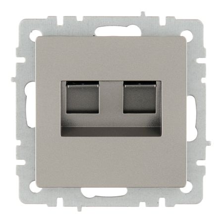 Розетка компьютерная IEK Brite РК10-2-БрС встраиваемая сталь 2хRJ45 (BR-K20-1-K46)