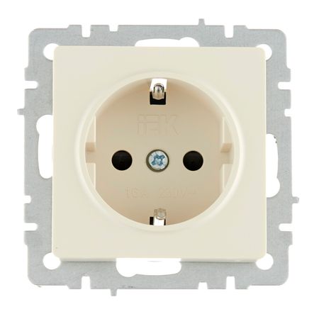 Розетка IEK Brite РС14-1-0-БрКр встраиваемая бежевая со шторками (BR-R14-16-K10)
