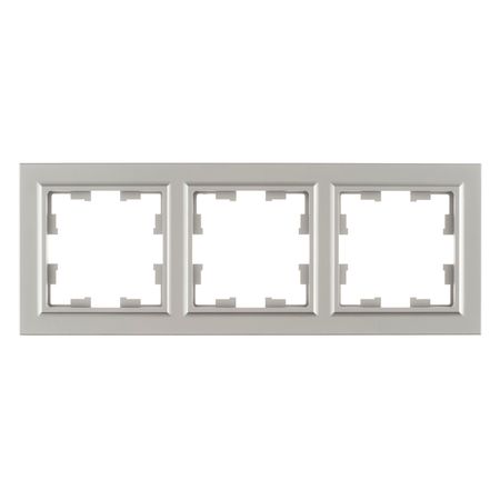 Рамка IEK Brite РУ-3-БрС трехместная сталь (BR-M32-K46) кнопка рулевого колеса автомобиля в стиле углеродного волокна нижняя рамка наклейка abs для suzuki swift 2017 2018 2019 2020 2021 2022 2023 2024 2025 suzuki fronx 2024 2025