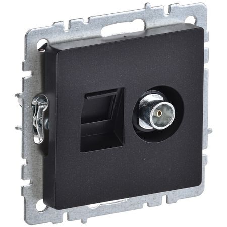 Розетка телевизионная/ компьютерная IEK Brite РТВ-РК12-БрЧ встраиваемая черная (BR-AK20-1-K02)