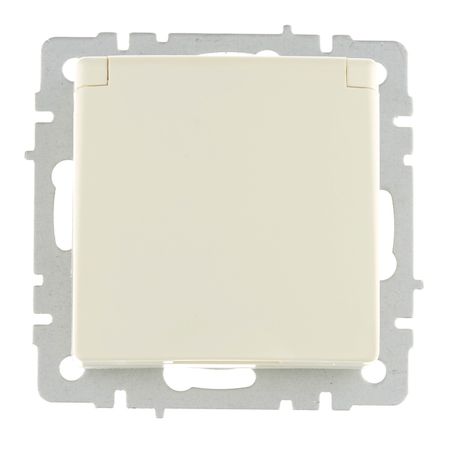 Розетка IEK Brite РСбш10-3-44-БрКр встраиваемая бежевая со шторками с крышкой (BR-R16-16-44-K10)