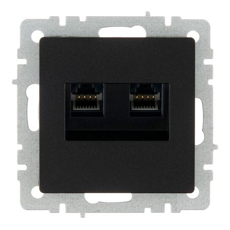 Розетка компьютерная IEK Brite РК10-2-БрЧ встраиваемая черная 2хRJ45 (BR-K20-1-K02)