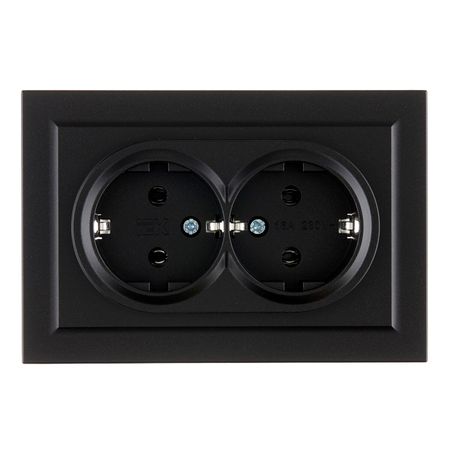 Розетка IEK Brite РС12-3-БрЧ встраиваемая черная (BR-R21-16-K02-F)